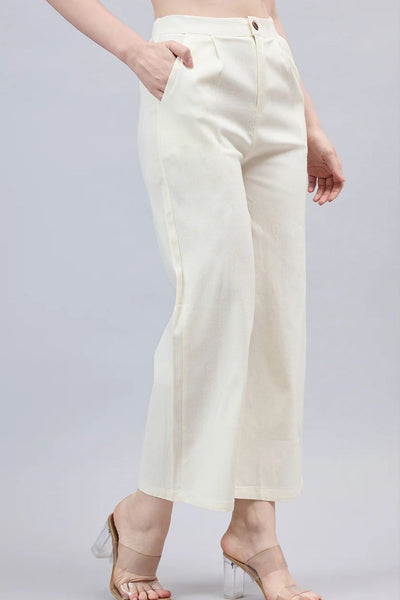 Cream Bell Bottom Pants