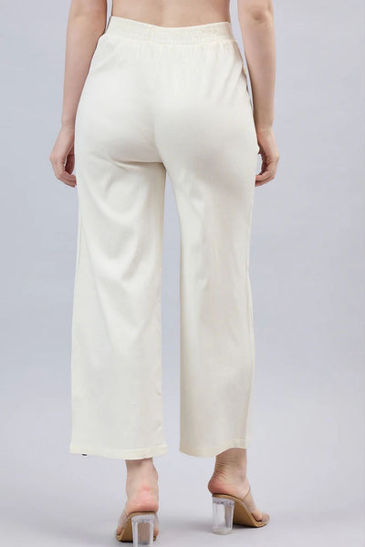 Cream Bell Bottom Pants