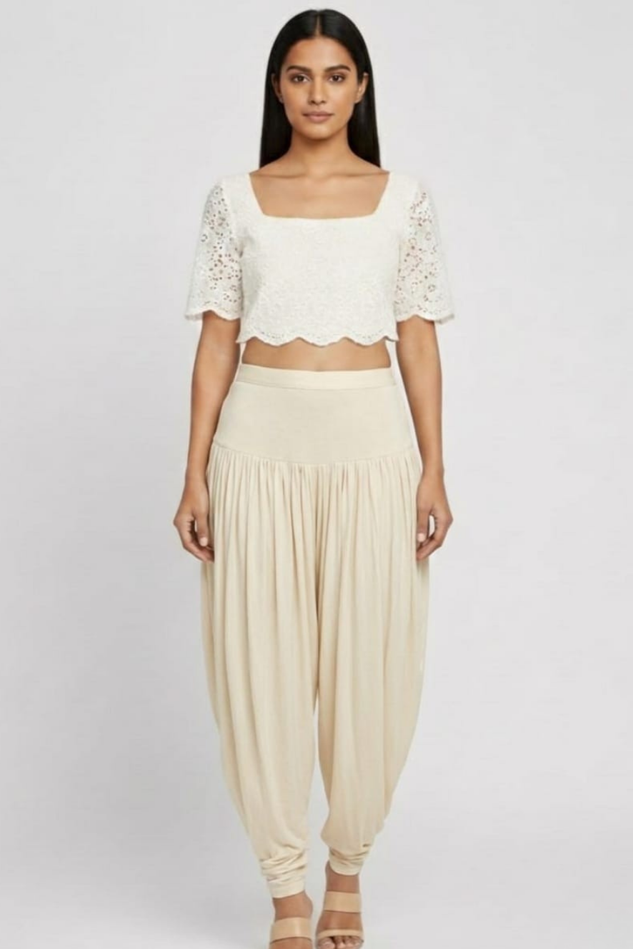 Cream Viscose Plain Dhoti