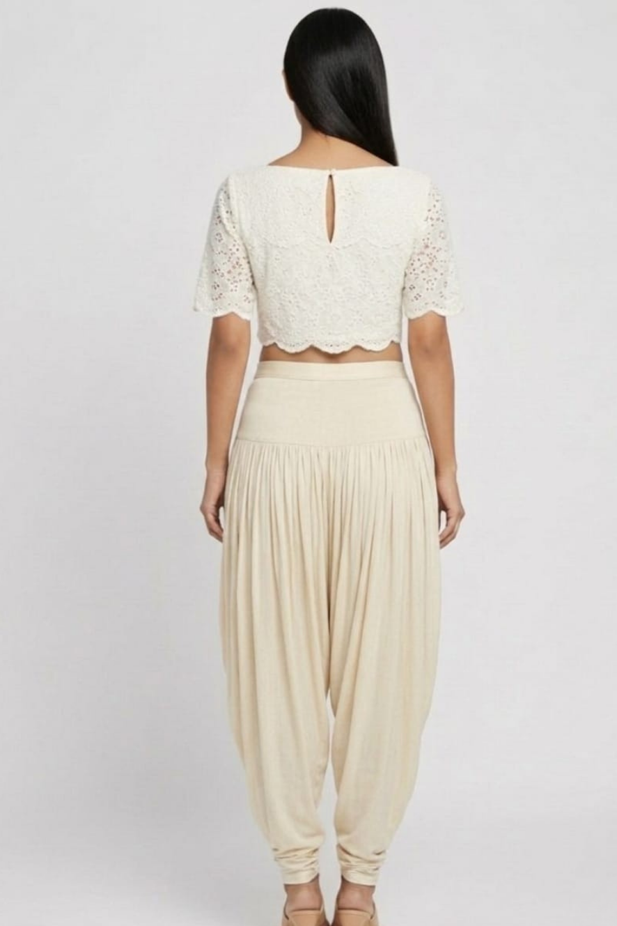 Cream Viscose Plain Dhoti