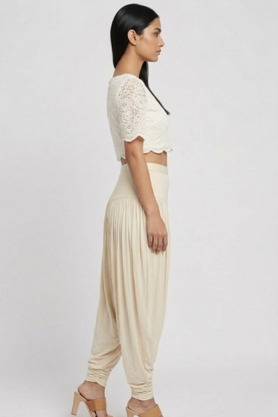 Cream Viscose Plain Dhoti