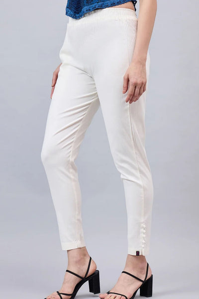 Cream Regular Fit Potli Pants