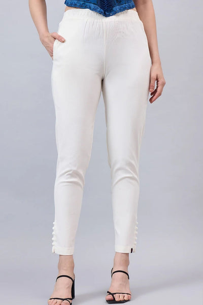 Cream Regular Fit Potli Pants
