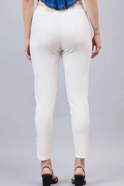 Cream Regular Fit Potli Pants