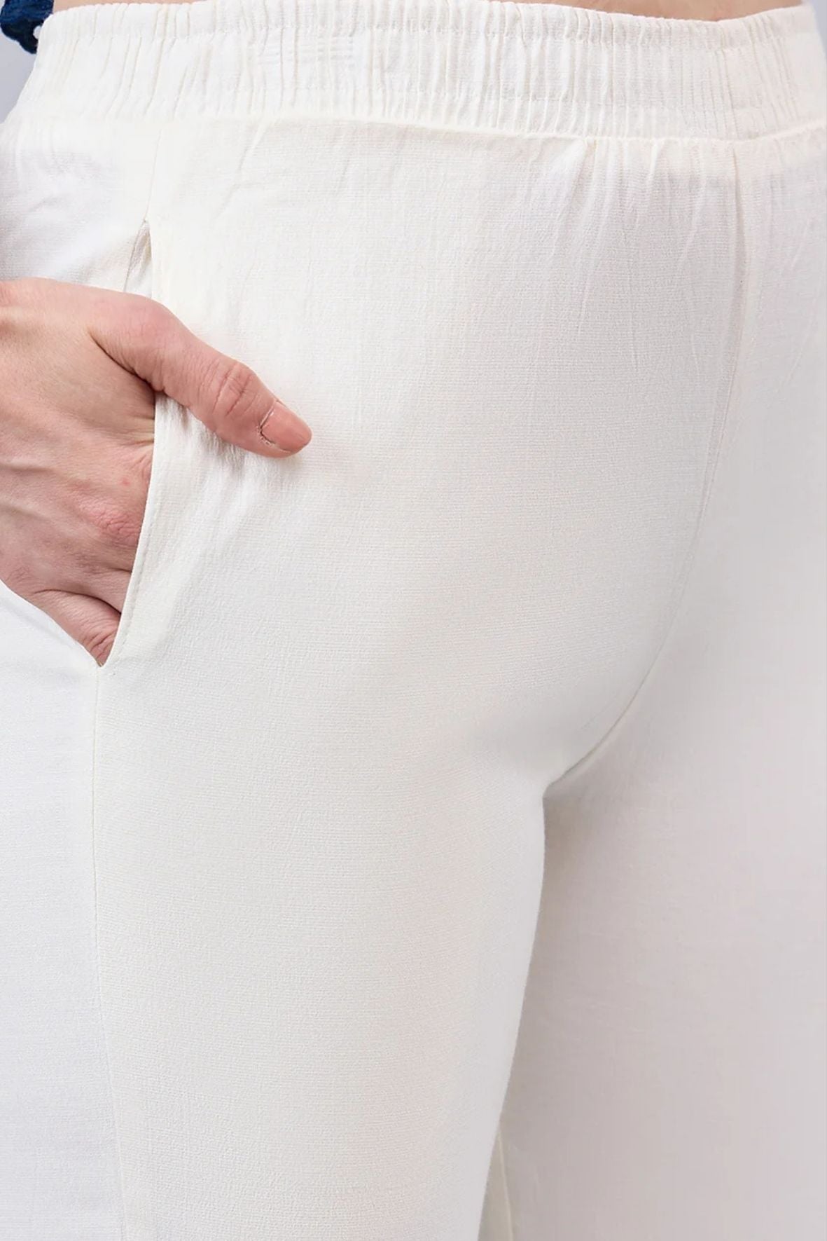 Cream Regular Fit Potli Pants