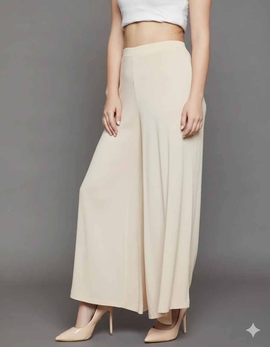 Cream Plain Viscose Palazzo