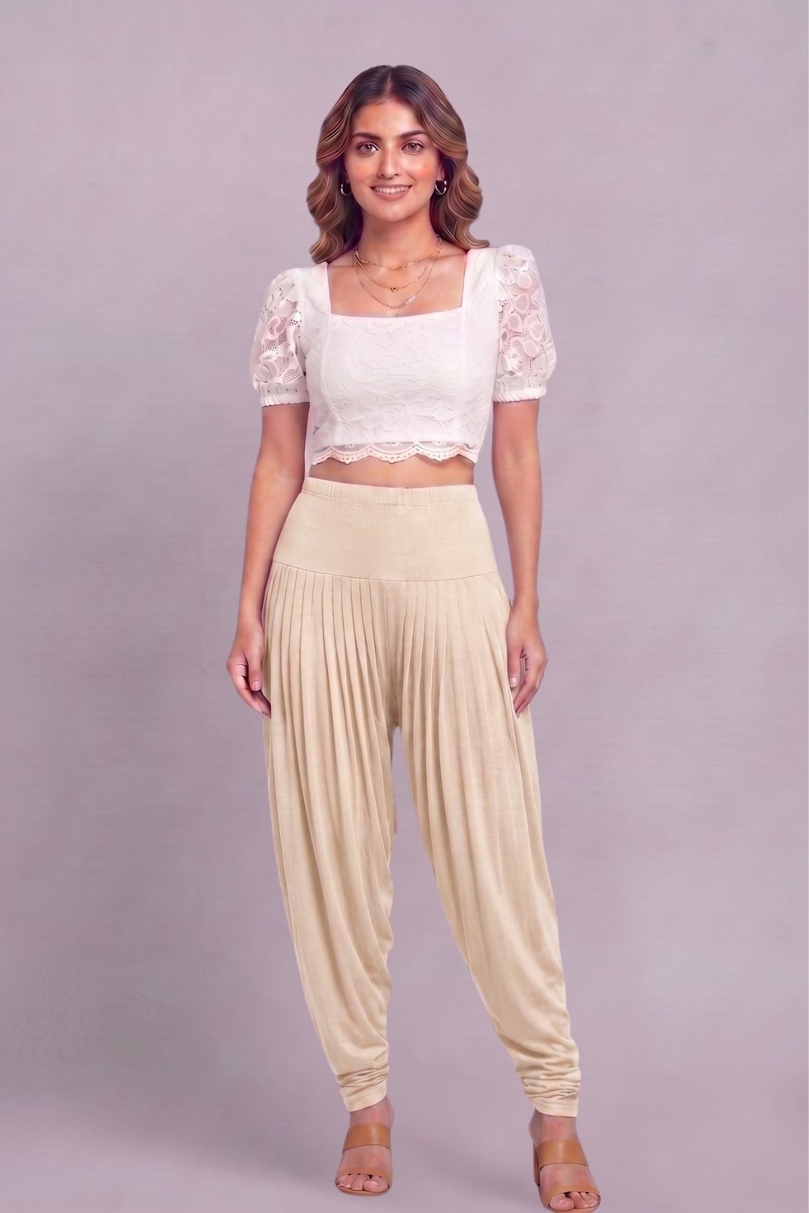 Cream Viscose Plain Dhoti
