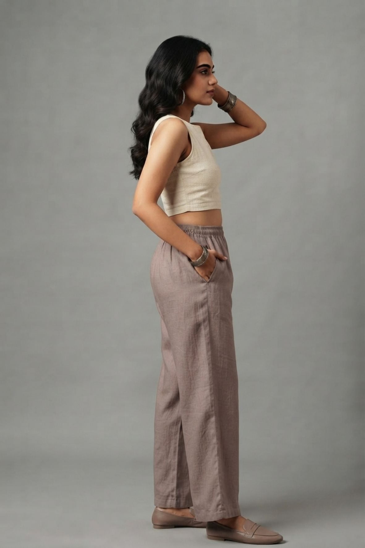 Dark Grey Muslin Palazzo