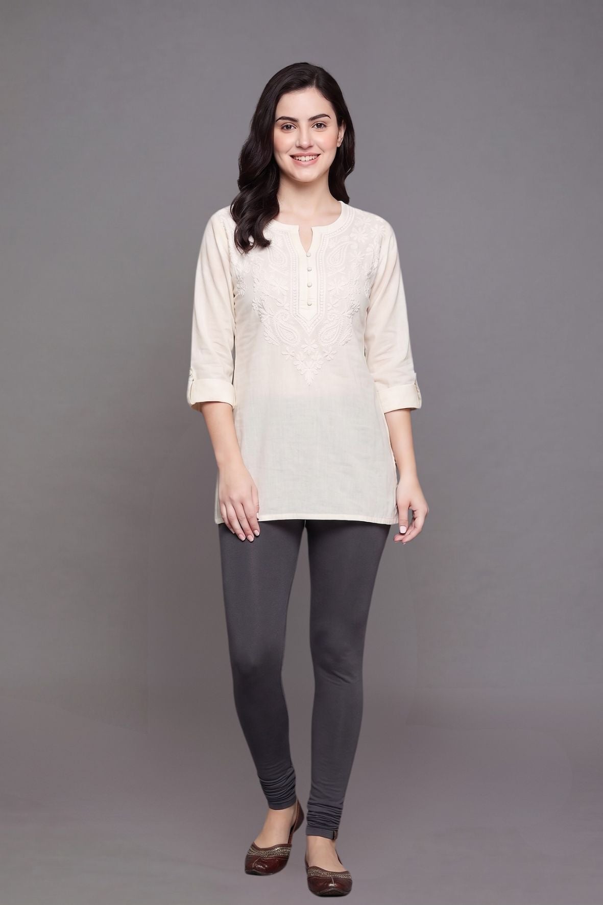 Dark Grey Viscose Ankle Legging