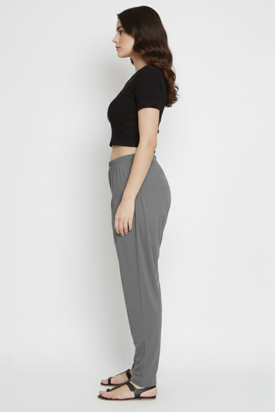 Dark Grey Plain Viscose Patiala