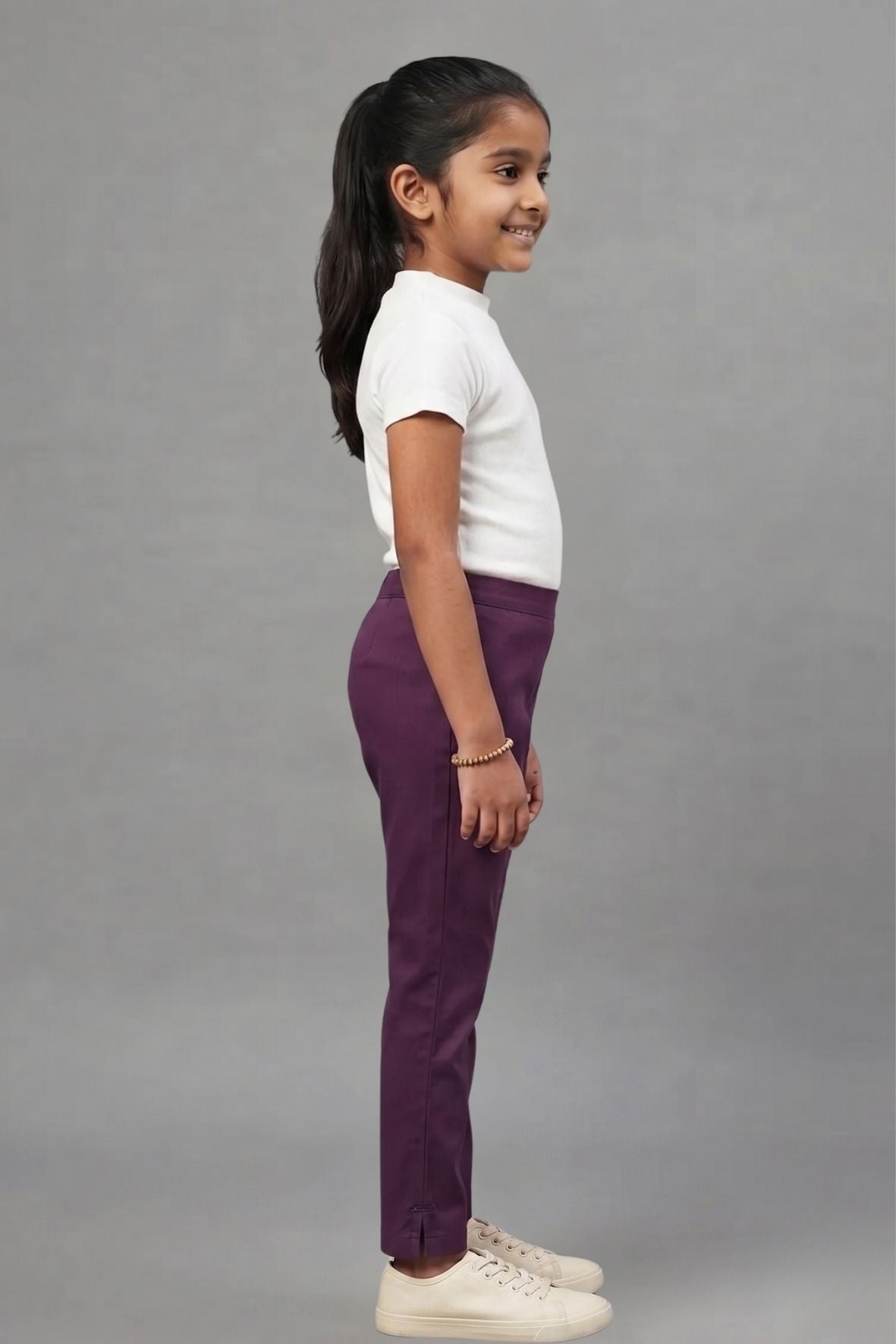 Girls Purple Colour Straight Pant