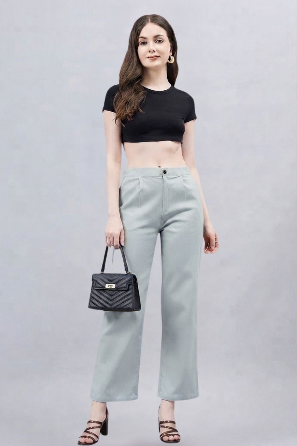 Light Grey Bell Bottom Pants