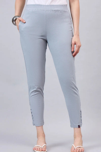 Light Grey Regular Fit Potli Pants