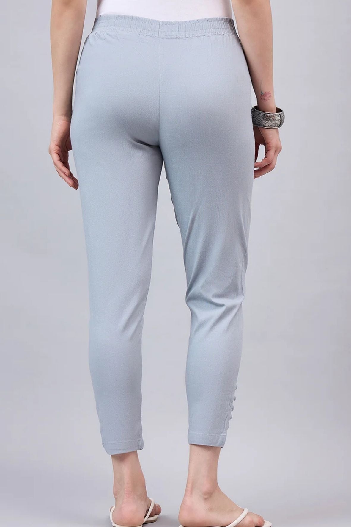 Light Grey Regular Fit Potli Pants