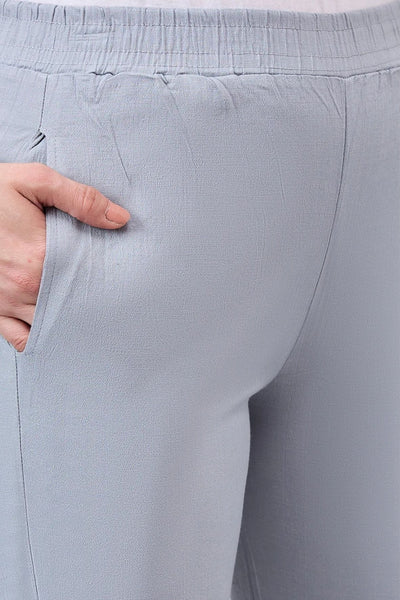 Light Grey Regular Fit Potli Pants