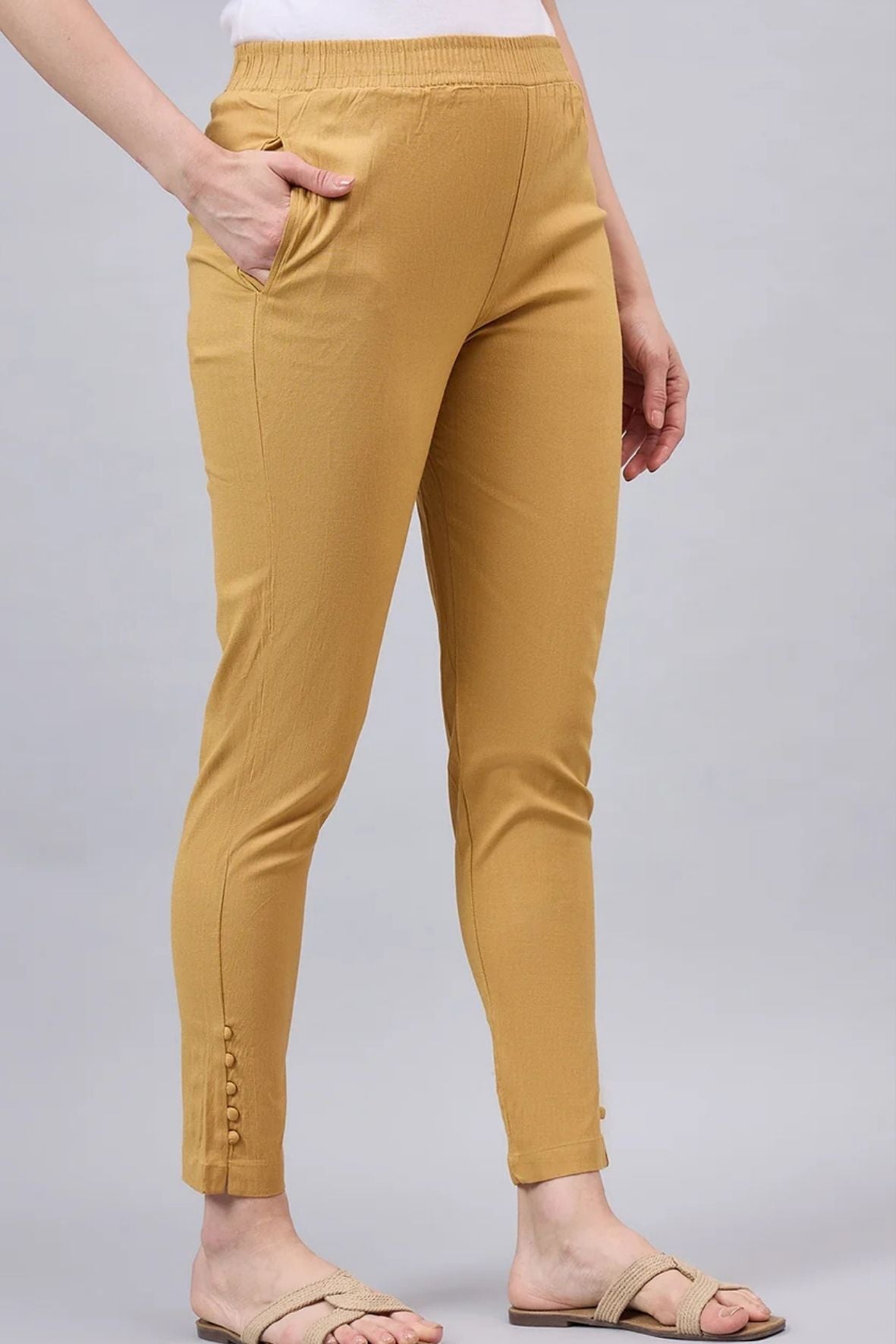 Gold Regular Fit Potli Pants