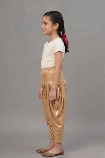 Kids Gold Shimmer Dhoti Pants
