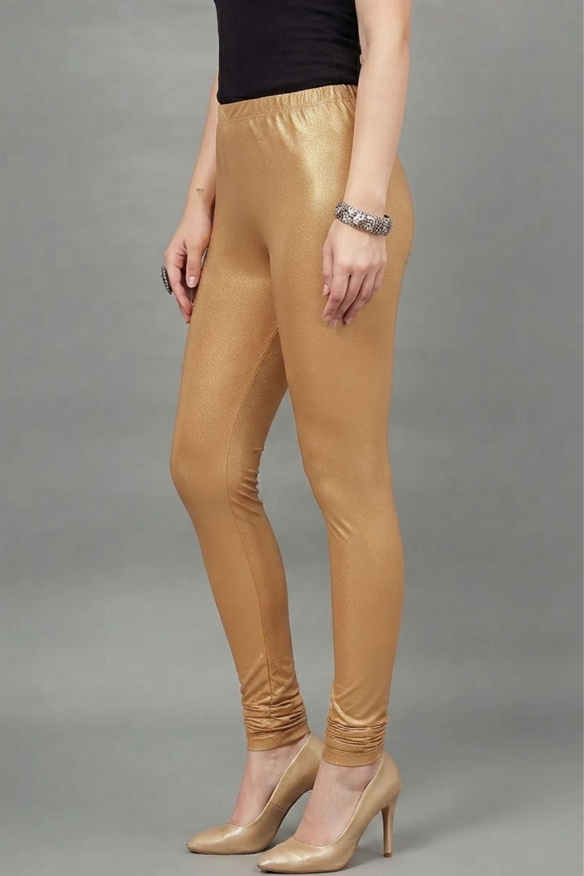 Gold Shimmer Leggings - Ankle Length