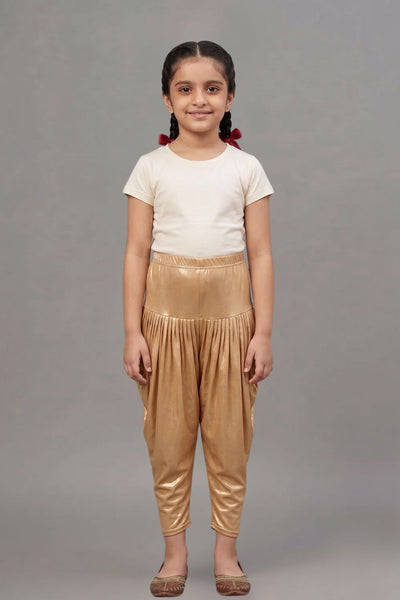 Kids Gold Shimmer Dhoti Pants