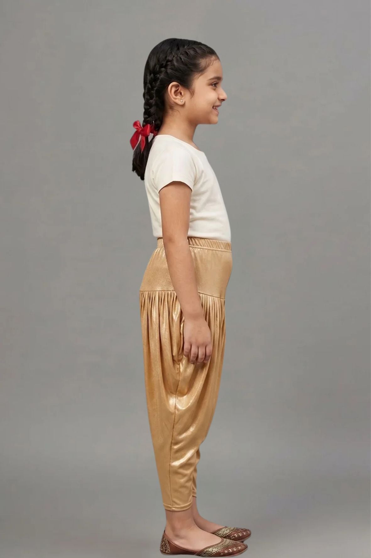 Kids Gold Shimmer Dhoti Pants