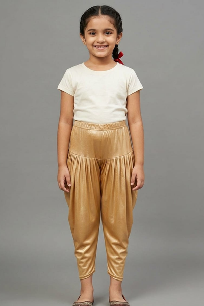 Kids Gold Shimmer Dhoti Pants