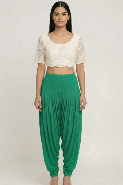 Green Viscose Plain Dhoti