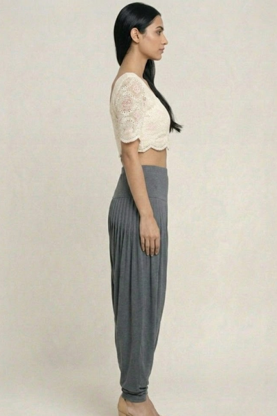 Grey Viscose Plain Dhoti