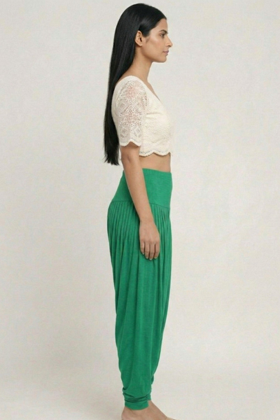 Green Viscose Plain Dhoti