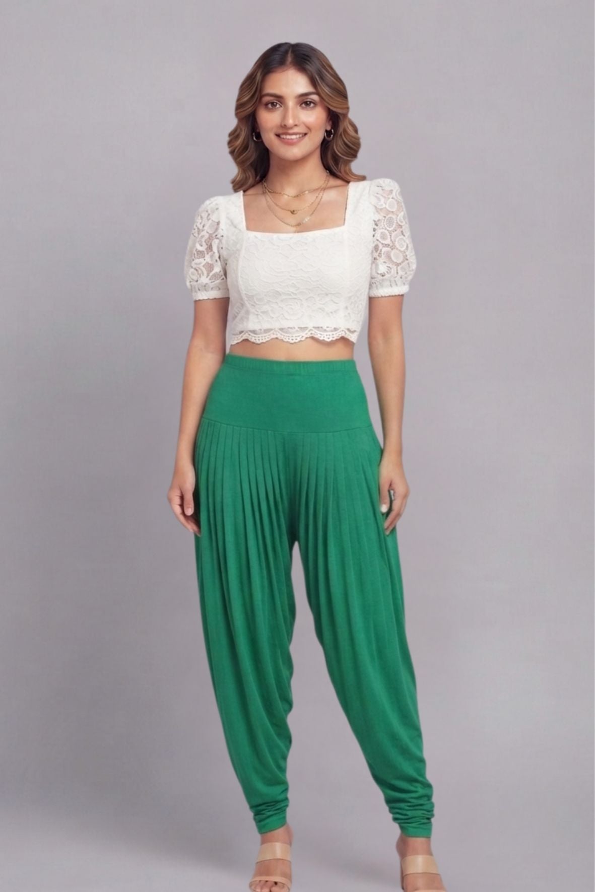 Green Viscose Plain Dhoti