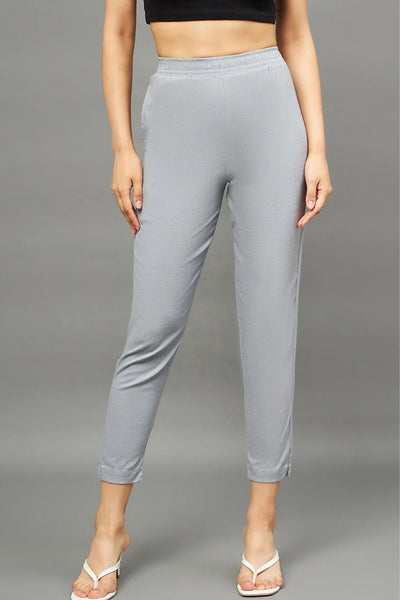 Grey Colour Straight Pant
