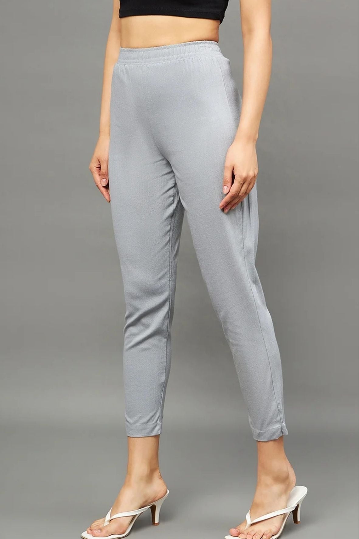 Grey Colour Straight Pant