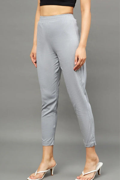 Grey Colour Straight Pant