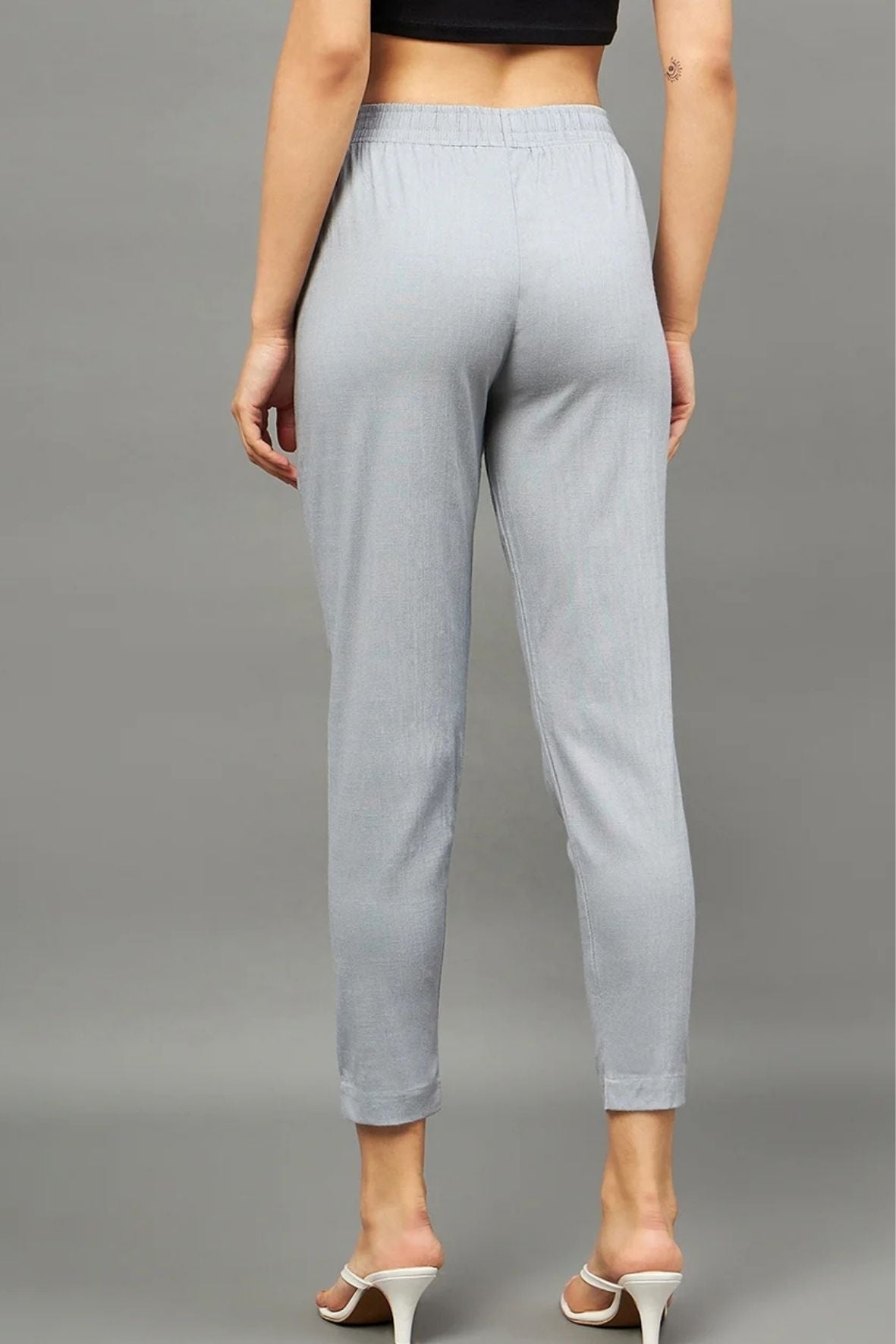 Grey Colour Straight Pant