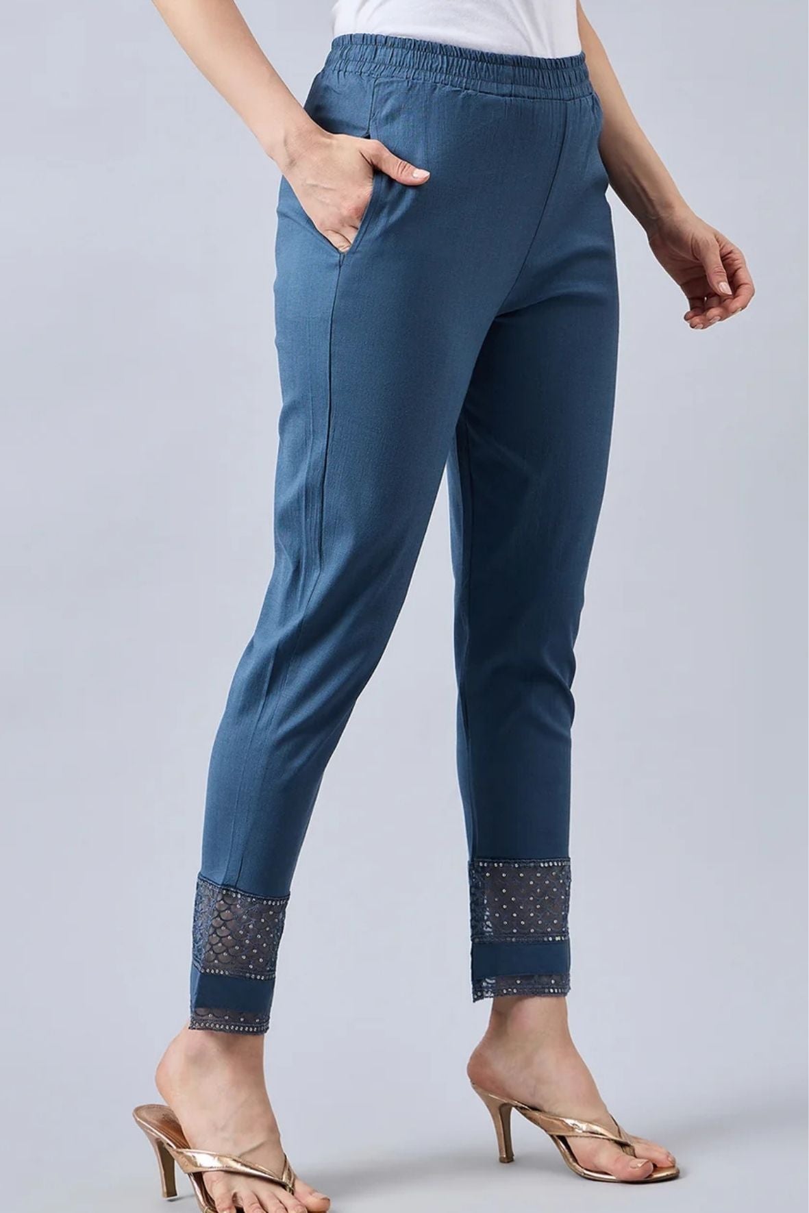 Grey Sequin Lace Pants