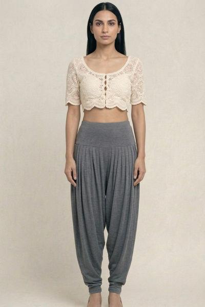 Grey Viscose Plain Dhoti
