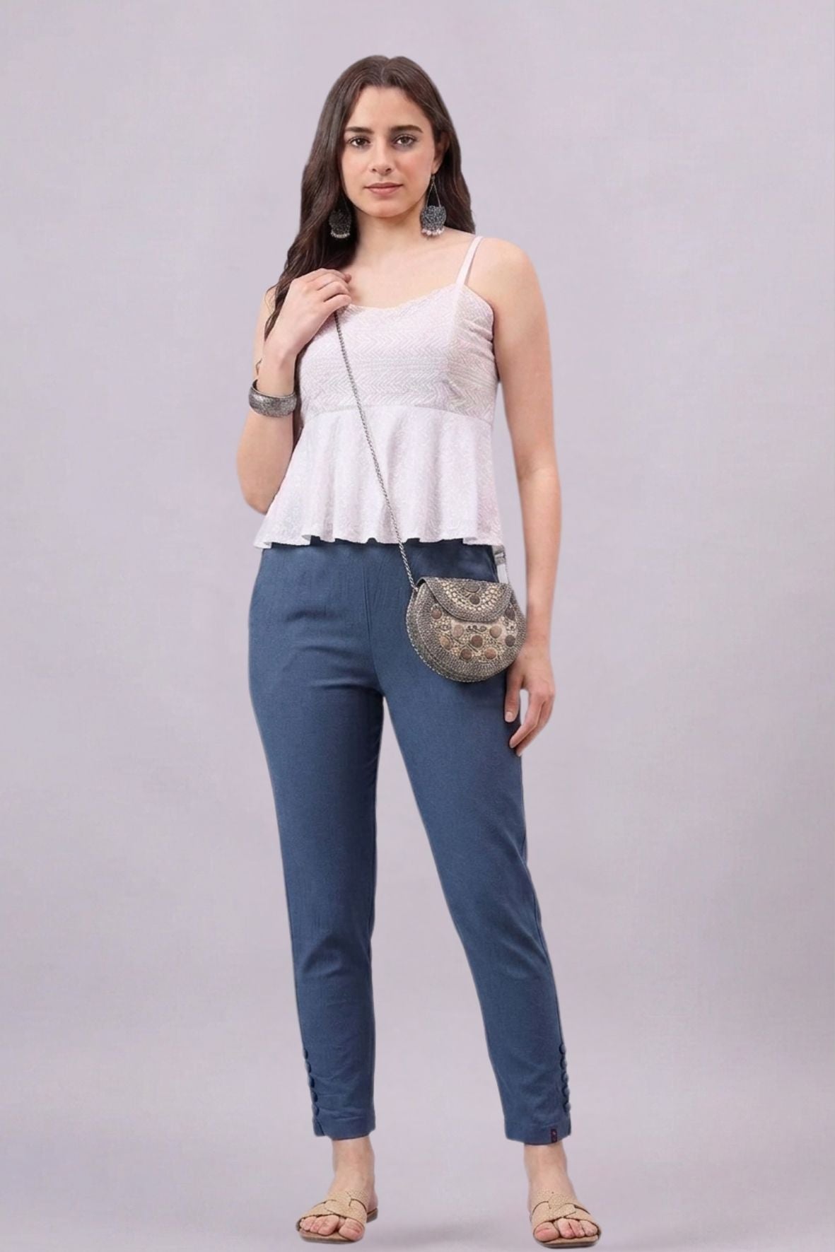 Baby Pink Regular Fit Potli Pants