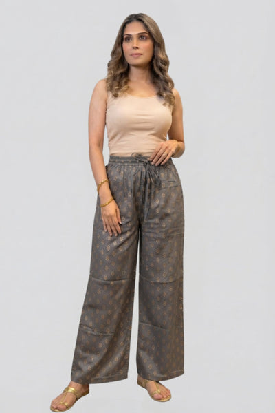Grey & Gold Ethnic Buti  Printed Palazzo