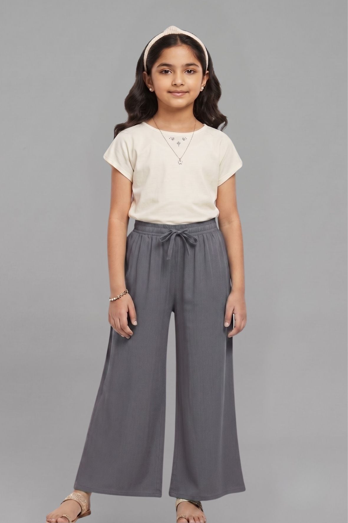 Kids Grey Rayon Palazzo