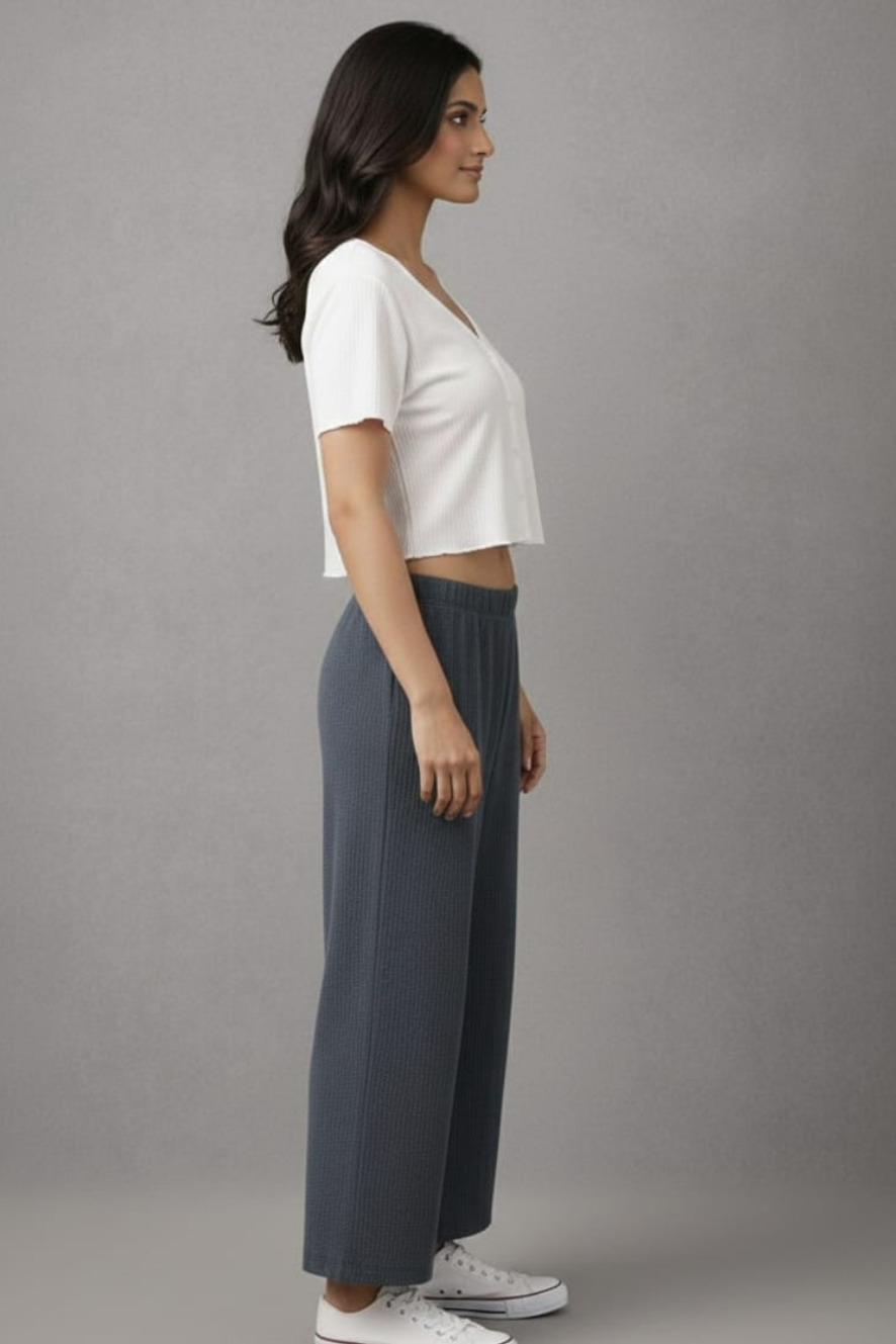 Grey Zara Rib Palazzo Gray L