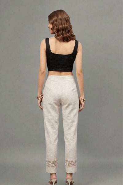 Ivory Blossom Cotton Flex Lace Pants