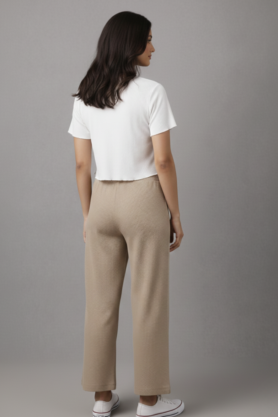 Light Brown Zara Rib Palazzo