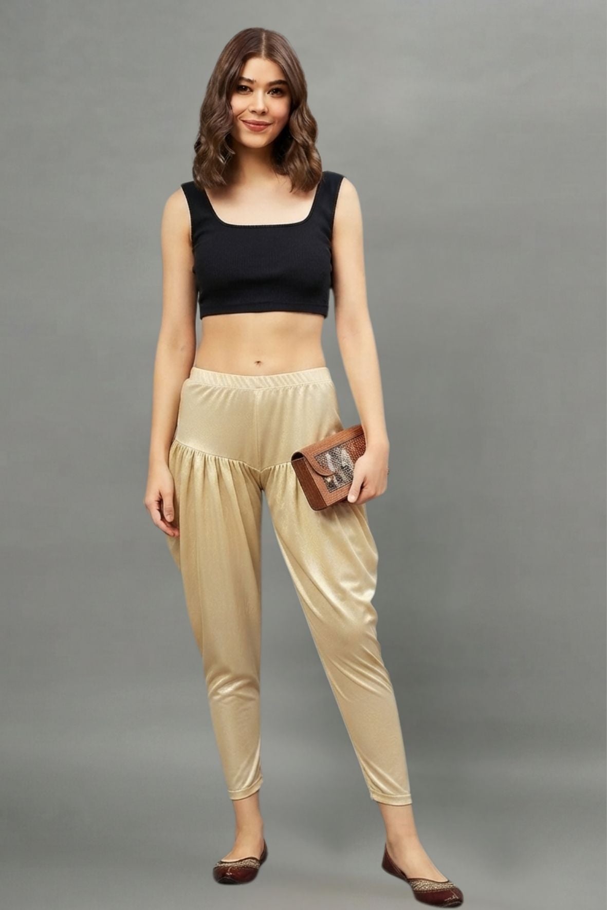 Light Gold Shimmer Dhoti Pants