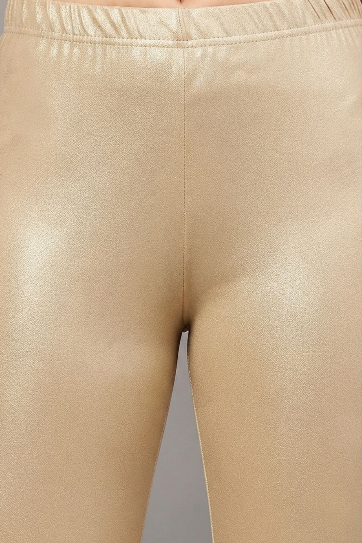 Light Gold Shimmer Leggings - Ankle Length