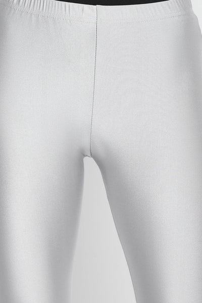 Light Grey Metallic Leggings - Ankle Length