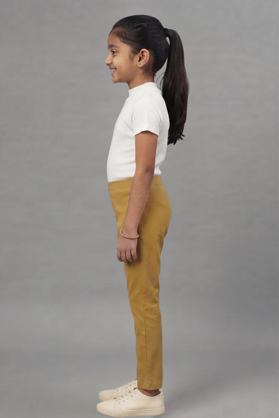 Girls Mustard Colour Straight Pant