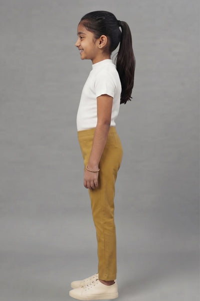 Girls Mustard Colour Straight Pant