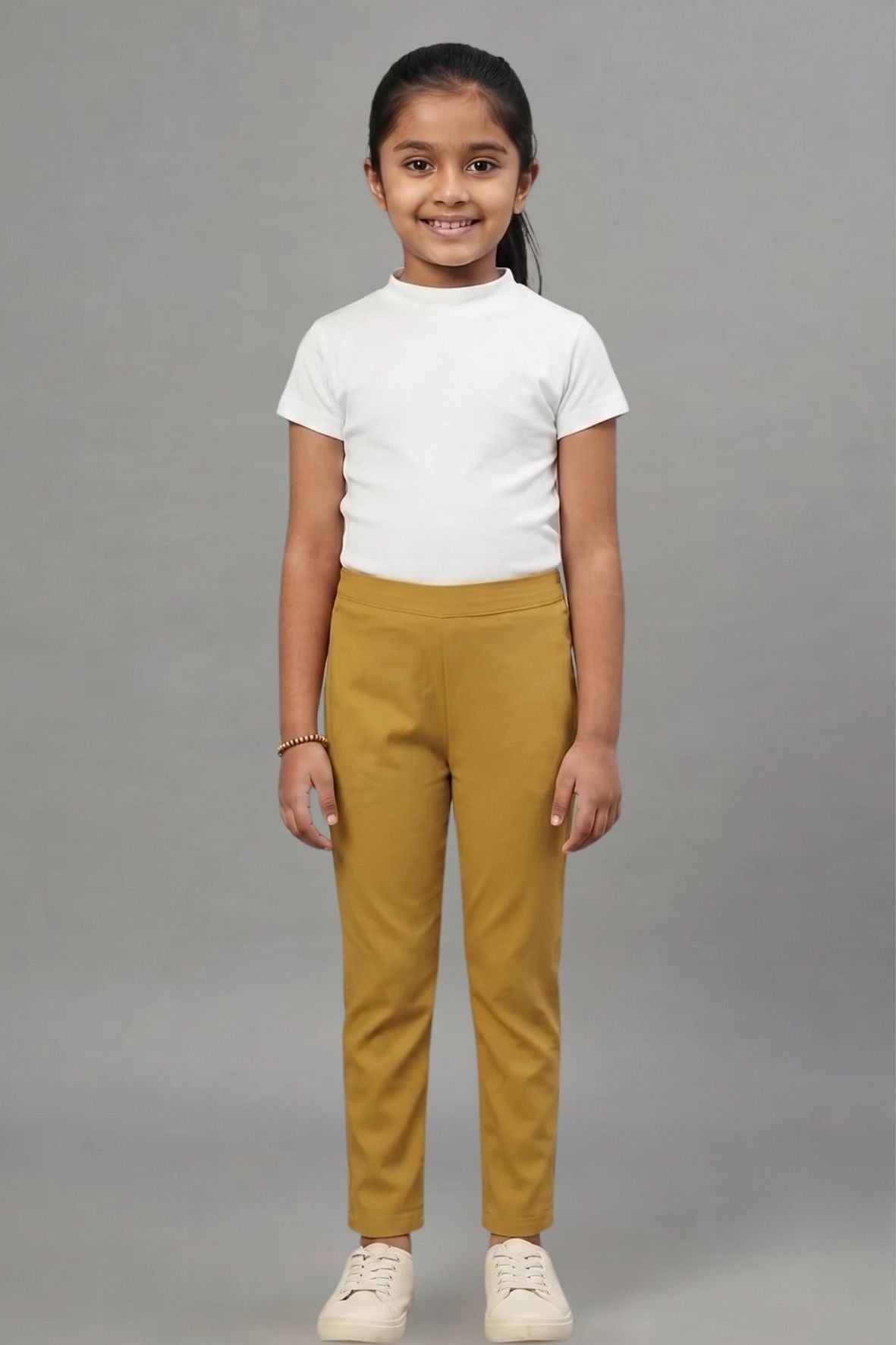 Girls Mustard Colour Straight Pant