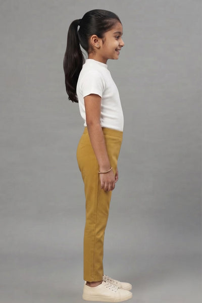 Girls Mustard Colour Straight Pant