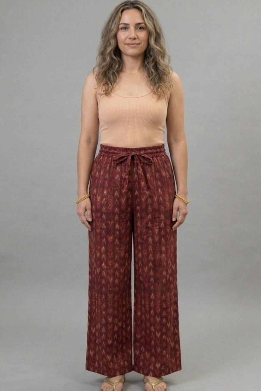 Maroon  Ikat Printed Palazzo