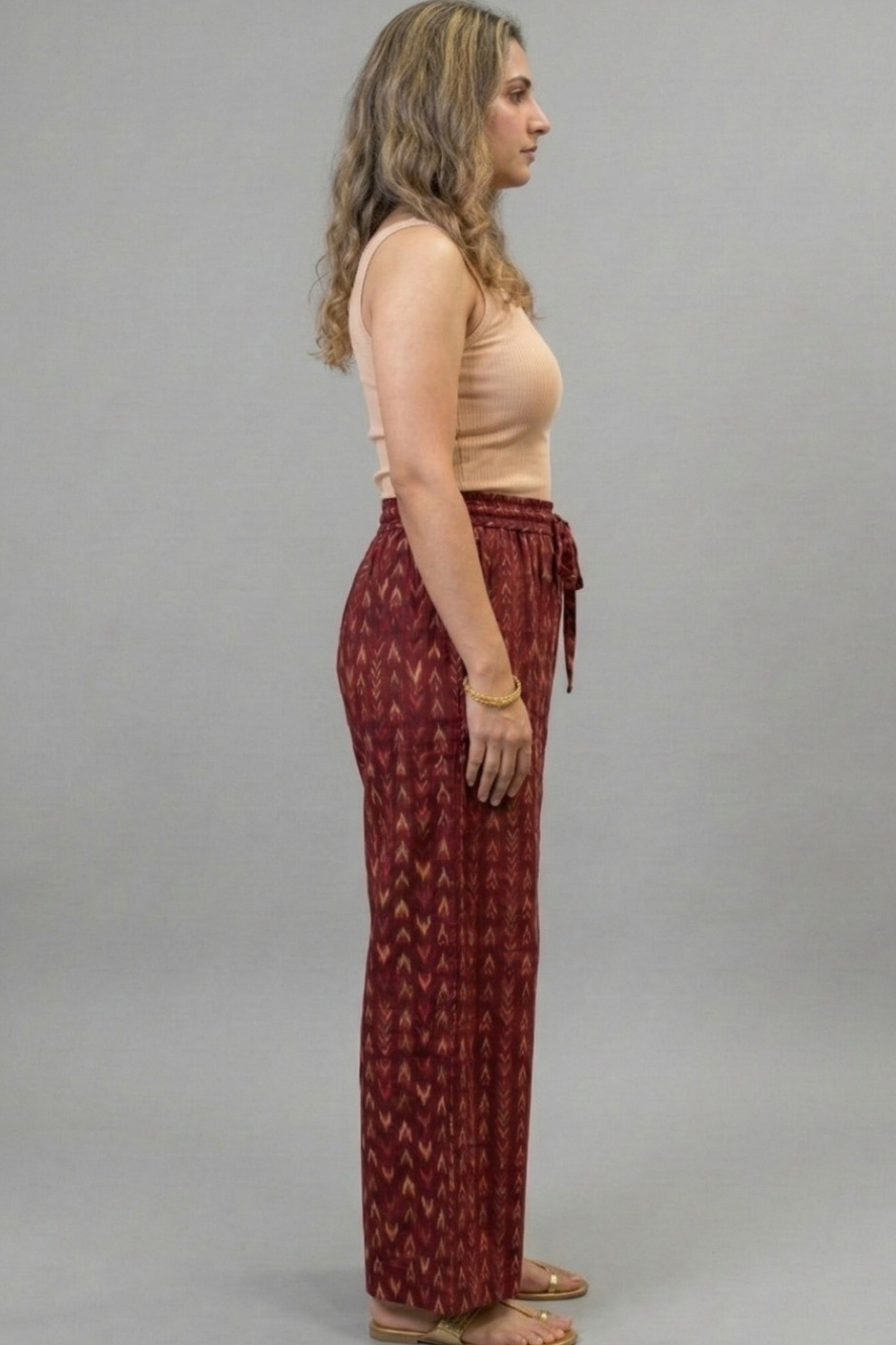 Maroon  Ikat Printed Palazzo